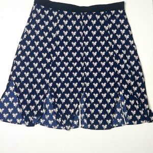 Rachel Roy Navy and White Bird Patterned A-Line Pleated Skirt Size 18W
